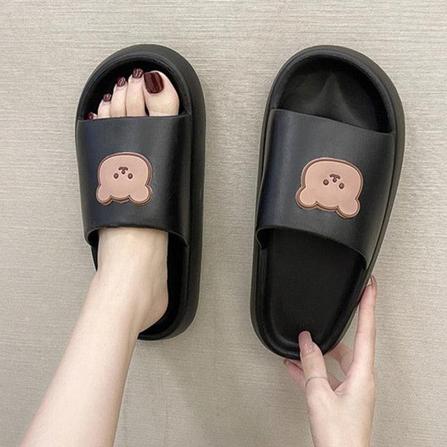 Women's Summer Flip Flops Slippers Soft Slides Cherry Home Bathroom Non Slip Casual Beach Quick Drying Slide Sandal With Thick Sole Non-Slip Soft Shower Open Toe Slippers Stevvex