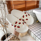 Women's Summer Flip Flops Slippers Soft Slides Cherry Home Bathroom Non Slip Casual Beach Quick Drying Slide Sandal With Thick Sole Non-Slip Soft Shower Open Toe Slippers Stevvex