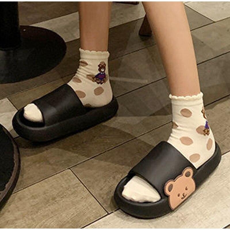 Women's Summer Flip Flops Slippers Soft Slides Cherry Home Bathroom Non Slip Casual Beach Quick Drying Slide Sandal With Thick Sole Non-Slip Soft Shower Open Toe Slippers Stevvex