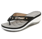 Women's Summer New Fashion Metal Button Slides Beach Shoes Modern Sandals Women Outside Platform Comfort Thong Style Flip Flops Sandals With Arch Support Thick Sole Outdoor Flip Flops Stevvex