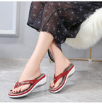Women's Summer New Fashion Metal Button Slides Beach Shoes Modern Sandals Women Outside Platform Comfort Thong Style Flip Flops Sandals With Arch Support Thick Sole Outdoor Flip Flops Stevvex