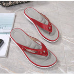 Women's Summer New Fashion Metal Button Slides Beach Shoes Modern Sandals Women Outside Platform Comfort Thong Style Flip Flops Sandals With Arch Support Thick Sole Outdoor Flip Flops Stevvex