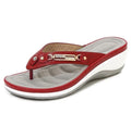 Women's Summer New Fashion Metal Button Slides Beach Shoes Modern Sandals Women Outside Platform Comfort Thong Style Flip Flops Sandals With Arch Support Thick Sole Outdoor Flip Flops Stevvex