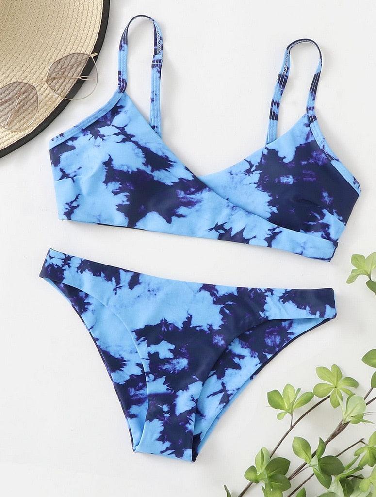 Women's Swimsuit Bikini Swimwear Floral Random Print Bikini Set Push-Up Bikinis Swim Suit Female Beachwear Swim Women Swimsuits Halter Push Up Bikini Two Piece Bathing Suits For Women Stevvex