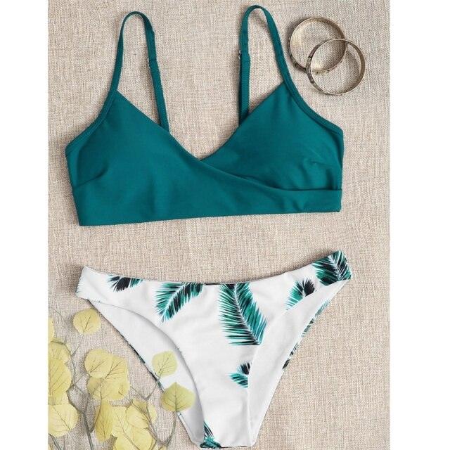Women's Swimsuit Bikini Swimwear Floral Random Print Bikini Set Push-Up Bikinis Swim Suit Female Beachwear Swim Women Swimsuits Halter Push Up Bikini Two Piece Bathing Suits For Women Stevvex