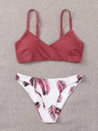 Women's Swimsuit Bikini Swimwear Floral Random Print Bikini Set Push-Up Bikinis Swim Suit Female Beachwear Swim Women Swimsuits Halter Push Up Bikini Two Piece Bathing Suits For Women Stevvex