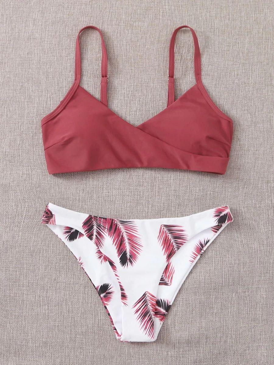 Women's Swimsuit Bikini Swimwear Floral Random Print Bikini Set Push-Up Bikinis Swim Suit Female Beachwear Swim Women Swimsuits Halter Push Up Bikini Two Piece Bathing Suits For Women Stevvex