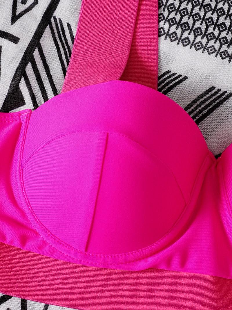 Women's Swimsuits Swimwear Patchwork Bikini Woman Push up Bikinis Swimsuit Bathing Suits Women Rave Neon Patchwork Bikini Swimsuit 2 Piece Cutout Molded Push Up Bathing Suit Stevvex