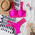 Women's Swimsuits Swimwear Patchwork Bikini Woman Push up Bikinis Swimsuit Bathing Suits Women Rave Neon Patchwork Bikini Swimsuit 2 Piece Cutout Molded Push Up Bathing Suit Stevvex