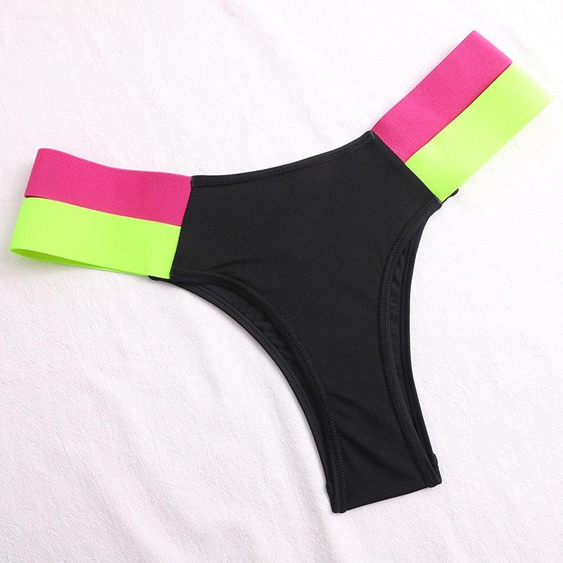 Women's Swimsuits Swimwear Patchwork Bikini Woman Push up Bikinis Swimsuit Bathing Suits Women Rave Neon Patchwork Bikini Swimsuit 2 Piece Cutout Molded Push Up Bathing Suit Stevvex