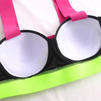 Women's Swimsuits Swimwear Patchwork Bikini Woman Push up Bikinis Swimsuit Bathing Suits Women Rave Neon Patchwork Bikini Swimsuit 2 Piece Cutout Molded Push Up Bathing Suit Stevvex