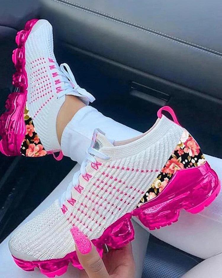 Women's Vulcanize Stylish Sneakers Fashionable Luxury Summer Air Cushion Sole Running Lightweight Mesh Tennis Sneaker Fashion Athletic Walking Shoes Elegant Design Stevvex
