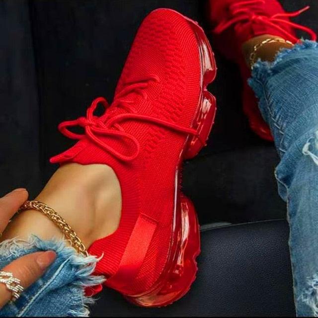 Women's Vulcanize Stylish Sneakers Fashionable Luxury Summer Air Cushion Sole Running Lightweight Mesh Tennis Sneaker Fashion Athletic Walking Shoes Elegant Design Stevvex