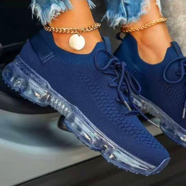 Women's Vulcanize Stylish Sneakers Fashionable Luxury Summer Air Cushion Sole Running Lightweight Mesh Tennis Sneaker Fashion Athletic Walking Shoes Elegant Design Stevvex