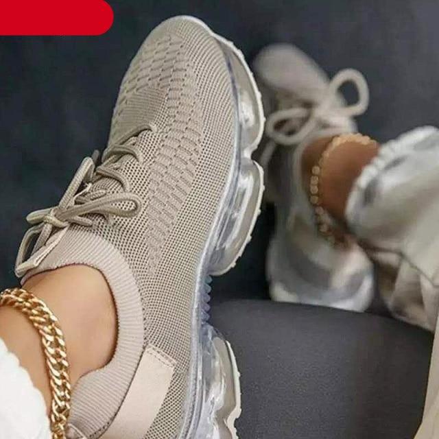 Women's Vulcanize Stylish Sneakers Fashionable Luxury Summer Air Cushion Sole Running Lightweight Mesh Tennis Sneaker Fashion Athletic Walking Shoes Elegant Design Stevvex