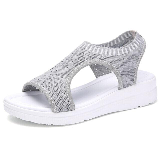 Women Sandals Breathable Comfort Walking Shoes Heels Summer Platform Sandal Casual Comfortable Sandals For Women Ankle Elastic Lightweight Soft Modern Beach Sandals Stevvex