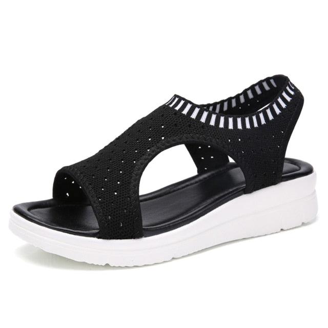 Women Sandals Breathable Comfort Walking Shoes Heels Summer Platform Sandal Casual Comfortable Sandals For Women Ankle Elastic Lightweight Soft Modern Beach Sandals Stevvex
