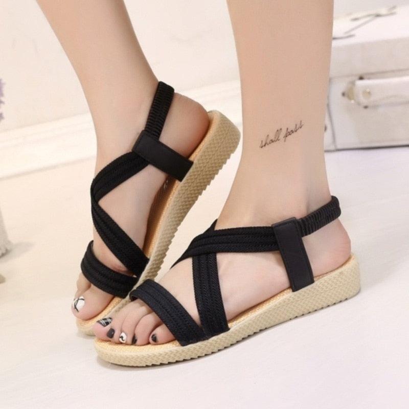 Women Sandals Breathable Comfort Walking Shoes Heels Summer Platform Sandal Casual Comfortable Sandals For Women Ankle Elastic Lightweight Soft Modern Beach Sandals Stevvex