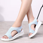 Women Sandals Breathable Comfort Walking Shoes Heels Summer Platform Sandal Casual Comfortable Sandals For Women Ankle Elastic Lightweight Soft Modern Beach Sandals Stevvex