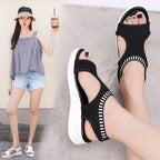 Women Sandals Breathable Comfort Walking Shoes Heels Summer Platform Sandal Casual Comfortable Sandals For Women Ankle Elastic Lightweight Soft Modern Beach Sandals Stevvex