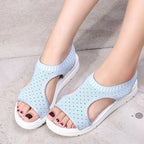 Women Sandals Breathable Comfort Walking Shoes Heels Summer Platform Sandal Casual Comfortable Sandals For Women Ankle Elastic Lightweight Soft Modern Beach Sandals Stevvex