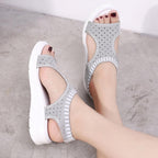 Women Sandals Breathable Comfort Walking Shoes Heels Summer Platform Sandal Casual Comfortable Sandals For Women Ankle Elastic Lightweight Soft Modern Beach Sandals Stevvex