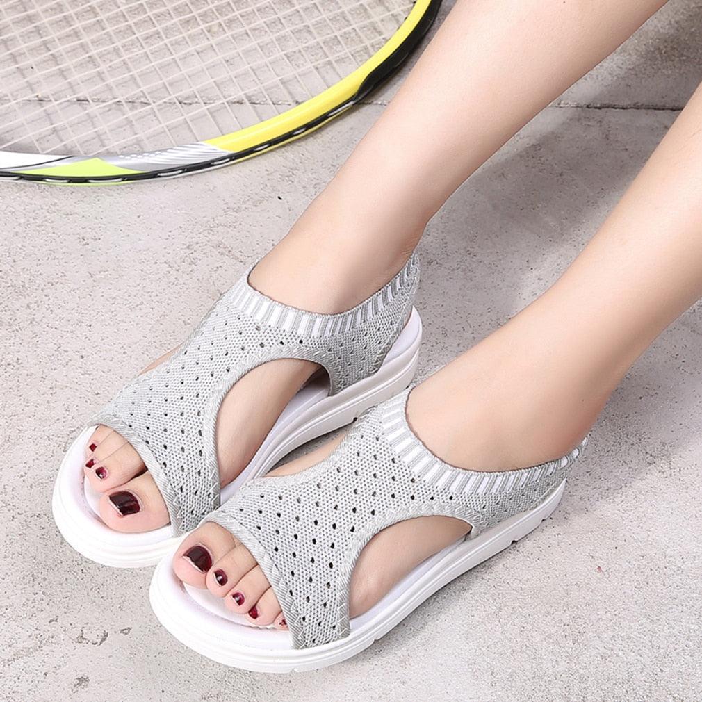 Women Sandals Breathable Comfort Walking Shoes Heels Summer Platform Sandal Casual Comfortable Sandals For Women Ankle Elastic Lightweight Soft Modern Beach Sandals Stevvex