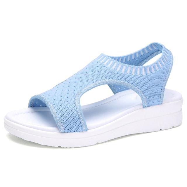 Women Sandals Breathable Comfort Walking Shoes Heels Summer Platform Sandal Casual Comfortable Sandals For Women Ankle Elastic Lightweight Soft Modern Beach Sandals Stevvex