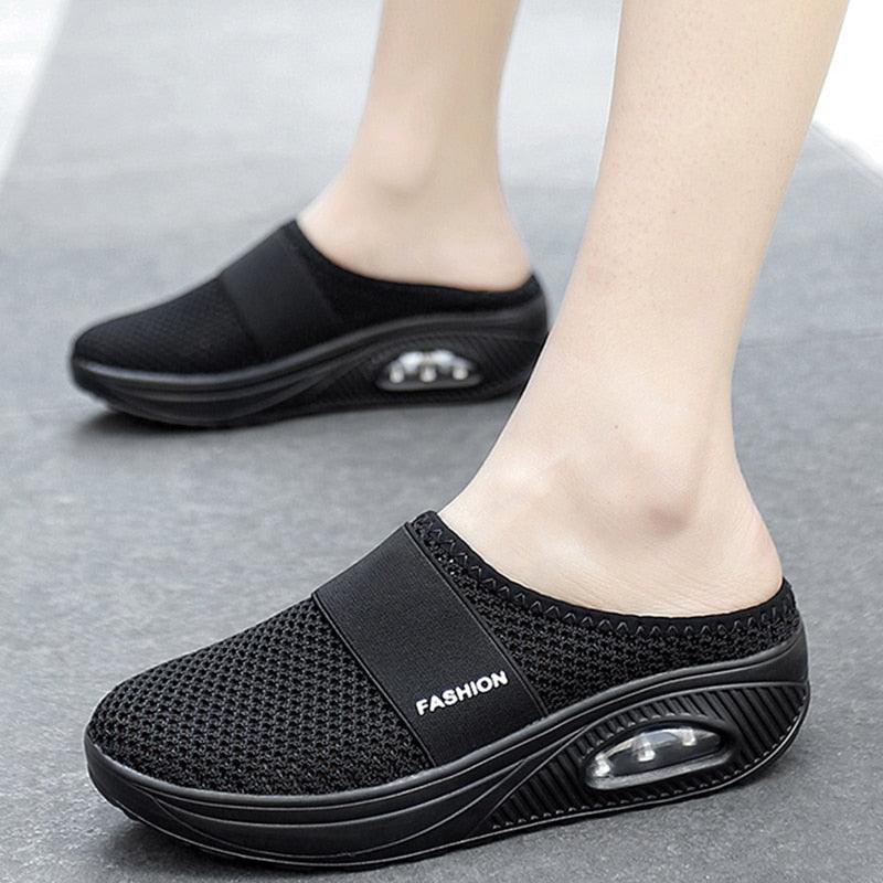 Women Sandals Fashion Platform Shoes Comfy Clogs Breathable Slippers Mesh Lightweight Footwear Air Cushion Platform Mesh Sneaker Sandals For Female Lightweight Beach Shoes Stevvex
