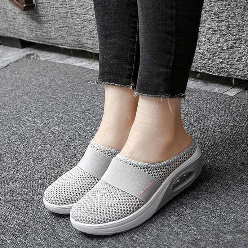 Women Sandals Fashion Platform Shoes Comfy Clogs Breathable Slippers Mesh Lightweight Footwear Air Cushion Platform Mesh Sneaker Sandals For Female Lightweight Beach Shoes Stevvex