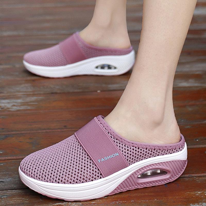 Women Sandals Fashion Platform Shoes Comfy Clogs Breathable Slippers Mesh Lightweight Footwear Air Cushion Platform Mesh Sneaker Sandals For Female Lightweight Beach Shoes Stevvex