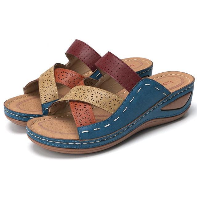 Women Sandals Fashion Shoes Summer Shoes With Heels Flip Flops Women Beach Casual Shoes Comfort Slip On Sandal Vintage Casual Summer Open Toe Low Heel Slipper Flat Shoes Stevvex