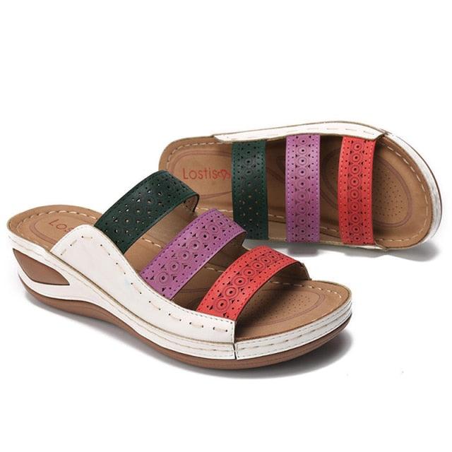 Women Sandals Fashion Shoes Summer Shoes With Heels Flip Flops Women Beach Casual Shoes Comfort Slip On Sandal Vintage Casual Summer Open Toe Low Heel Slipper Flat Shoes Stevvex