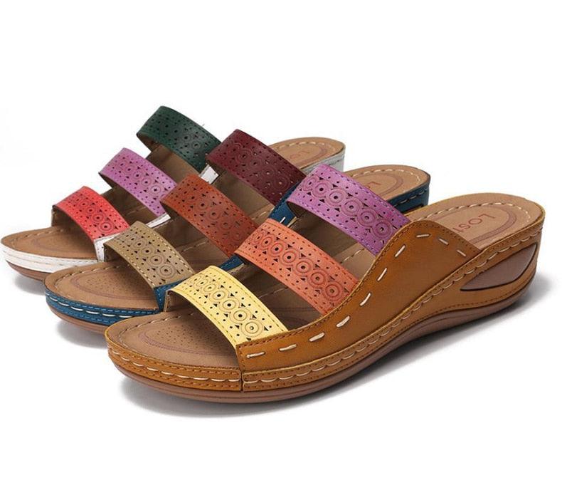 Women Sandals Fashion Shoes Summer Shoes With Heels Flip Flops Women Beach Casual Shoes Comfort Slip On Sandal Vintage Casual Summer Open Toe Low Heel Slipper Flat Shoes Stevvex