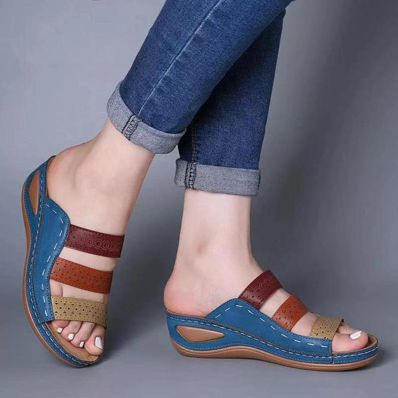 Women Sandals Fashion Shoes Summer Shoes With Heels Flip Flops Women Beach Casual Shoes Comfort Slip On Sandal Vintage Casual Summer Open Toe Low Heel Slipper Flat Shoes Stevvex