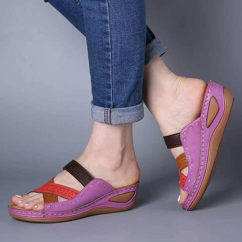Women Sandals Fashion Shoes Summer Shoes With Heels Flip Flops Women Beach Casual Shoes Comfort Slip On Sandal Vintage Casual Summer Open Toe Low Heel Slipper Flat Shoes Stevvex