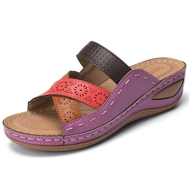 Women Sandals Fashion Shoes Summer Shoes With Heels Flip Flops Women Beach Casual Shoes Comfort Slip On Sandal Vintage Casual Summer Open Toe Low Heel Slipper Flat Shoes Stevvex