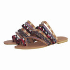 Women Sandals Flip-Flops Handmade Style Flip Flop Sandals Streetwear Fashion Shoes Women Flat Clip Toe Casual Floral Beach Flip Flop Comfy Shoes Summer Elegant Toe Ring Sandals