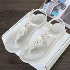 Women Sandals Flip Flops New Summer Fashion Beach Flower Breathable Non-Slip Flat Slides Casual Womens Flat Sandals T-strap Thong Summer Flip Flops Dressy Sandals Stevvex