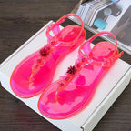 Women Sandals Flip Flops New Summer Fashion Beach Flower Breathable Non-Slip Flat Slides Casual Womens Flat Sandals T-strap Thong Summer Flip Flops Dressy Sandals Stevvex
