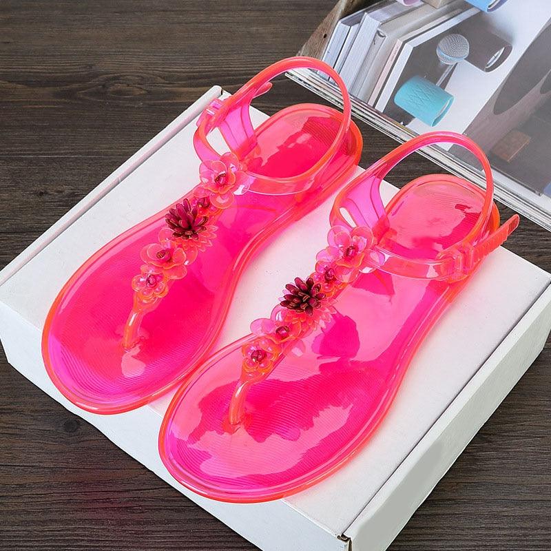 Women Sandals Flip Flops New Summer Fashion Beach Flower Breathable Non-Slip Flat Slides Casual Womens Flat Sandals T-strap Thong Summer Flip Flops Dressy Sandals Stevvex