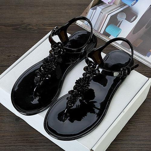 Women Sandals Flip Flops New Summer Fashion Beach Flower Breathable Non-Slip Flat Slides Casual Womens Flat Sandals T-strap Thong Summer Flip Flops Dressy Sandals Stevvex
