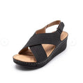 Women Sandals New Summer Shoes Woman Sewing Hollow Out  Casual Leather Comfortable Retro Sandals Cutout Leather Crisscross Open Toe Women Casual Summer Platform Walking Shoes Stevvex