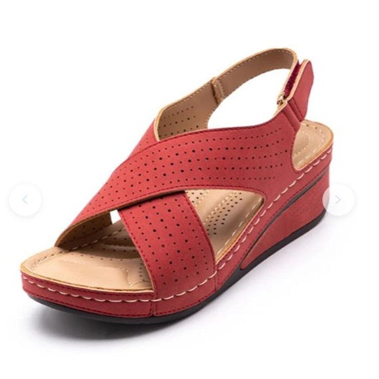 Women Sandals New Summer Shoes Woman Sewing Hollow Out  Casual Leather Comfortable Retro Sandals Cutout Leather Crisscross Open Toe Women Casual Summer Platform Walking Shoes Stevvex