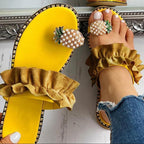 Women Sandals Slippers Flat Flip Flops String Bead Summer Fashion Woman Slides Elegant Pineapple Slides Flat Sandals Strappy Slides Sandals Open Toe Summer Beach Outdoor Shoes Stevvex