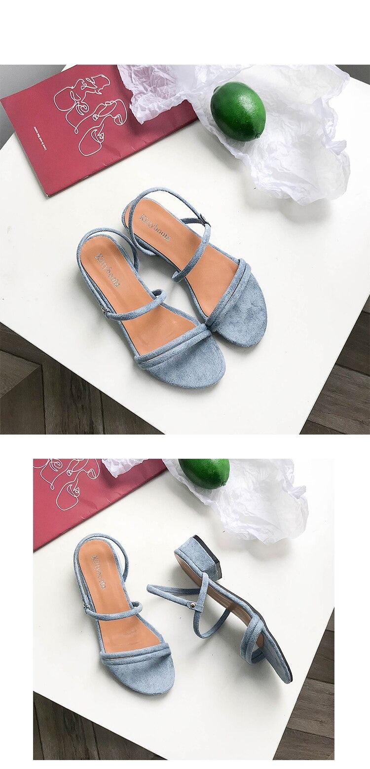 Women Sandals Summer Blue Shoes Flats Heel Flip Flip Flop Sandals Women Back Strap Flat Sandals Adjustable Casual Sandal With Open Toe Sandals Stevvex