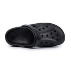 Women Sandals Summer Hole Shoes Rubber Clogs Garden Shoes Black Beach Flat Sandals Garden Shoes Sandals Lightweight Slip On Classic Adjustable Outdoor Walking Clogs Stevvex