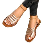 Women Sandals Summer Hollow Out Shoes Open Toe Beach Flats Ladies Footwear Strappy Flat Sandals Adjustable Casual Sandal With Open Toe Slingback Elegant Sandals Stevvex