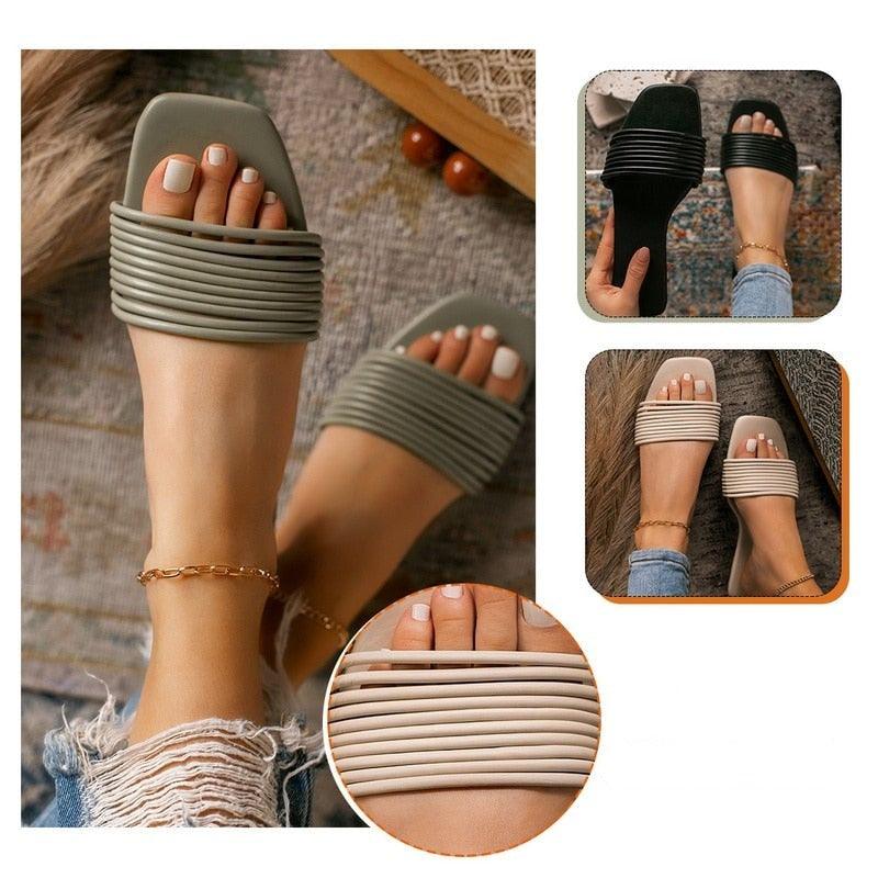 Women Sandals Summer Hollow Out Shoes Open Toe Beach Flats Ladies Footwear Strappy Flat Sandals Adjustable Casual Sandal With Open Toe Slingback Elegant Sandals Stevvex