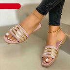 Women Sandals Summer Outdoor Beach Flip-flop Sandals Solid Fashion Sandals Flats Casual Shoes Black Summer Flat Sandals Stylish Flip Flop Comfortable Color Matching Sandals Flat Non-Slip Open-Toe Casual Beach Sandals Stevvex
